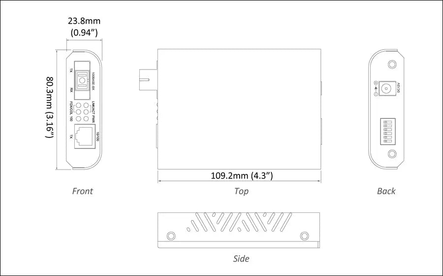 EL100C-40 - 40Km Media Converter - 10/100BASE-TX to 100BASE-FX Single Mode (SC) - 1310nm etherwanshop