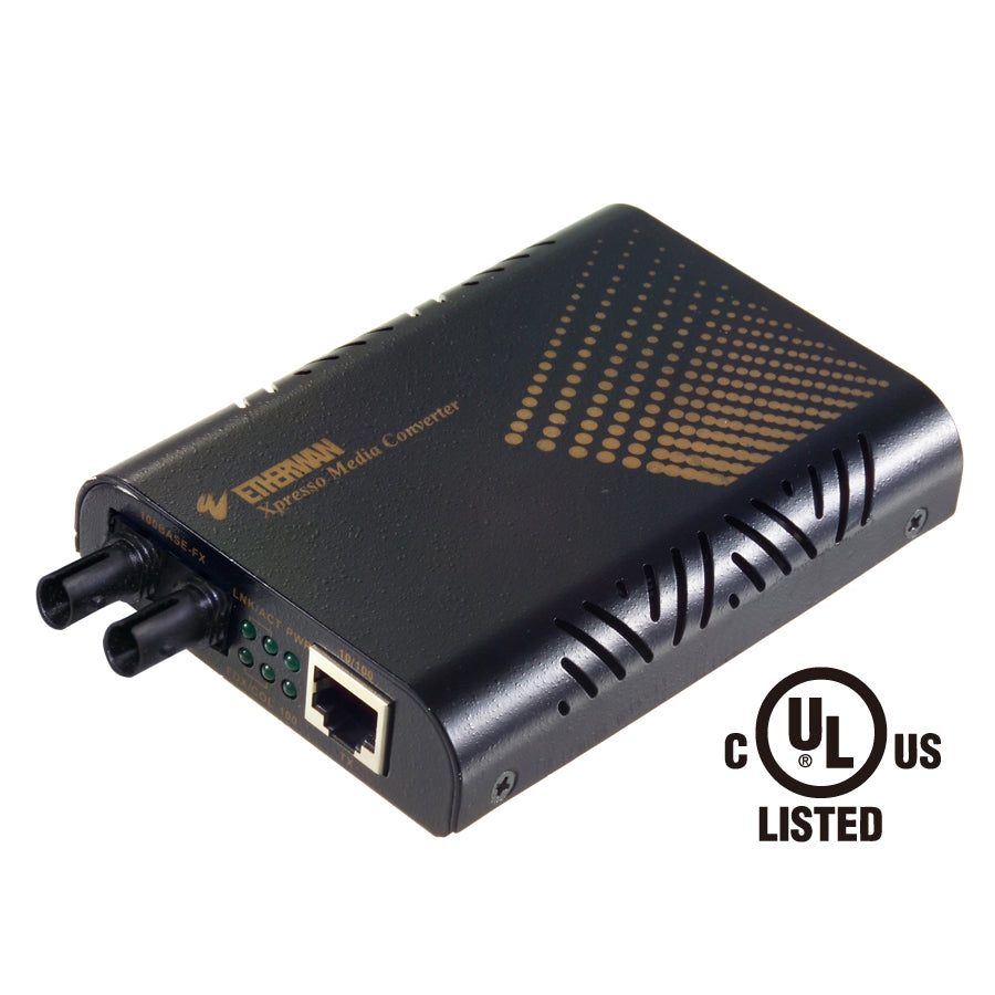 EL100T-20 - 20Km Media Converter - 10/100BASE-TX to 100BASE-FX Single Mode (ST) - 1310nm
