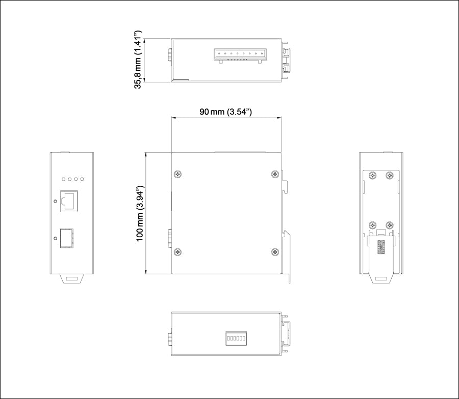 EL8020-V1E - Hardened Media Converter (10/100/1000BASE-TX to 100/1000 SFP)