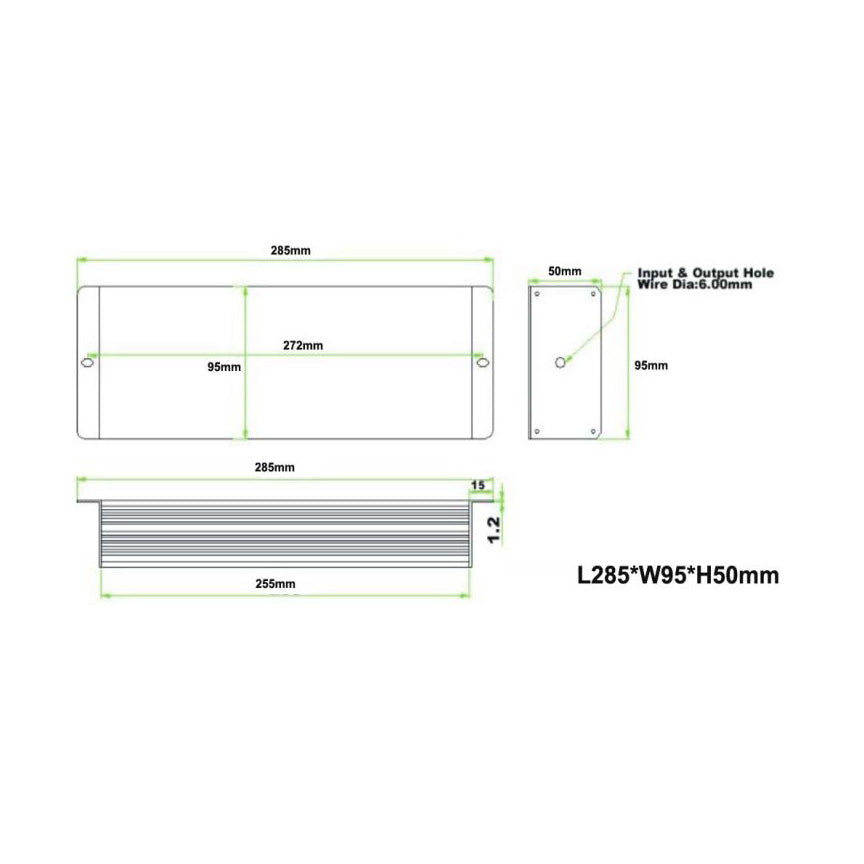 EPOW-54-400 - Hardened Power Supply 400W, 54VDC, 100-277 VAC Input, NEMA-TS2 rated, 0-11.1A w/ Open Wire (US Plug)