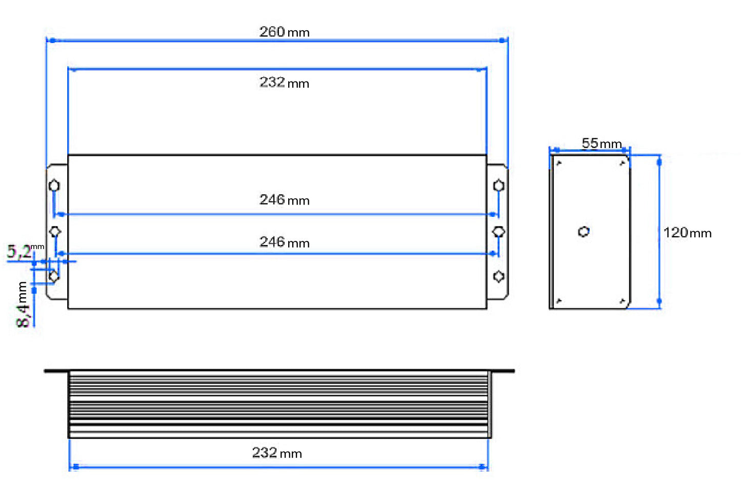 EPOW-54-600 - Hardened Power Supply 600W, 54VDC, 100-277 VAC Input, NEMA-TS2 rated, 0-11.1A w/ Open Wire (US Plug)