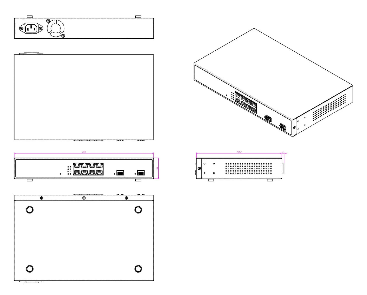 EX19082A - Unmanaged 10-Port Gigabit PoE Ethernet Switch - (8) 10/100/1000BASE-T(X) PoE+ ports and (2) Gigabit uplink ports (1 TX + 1 SFP) etherwanshop