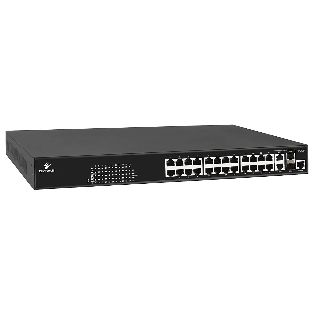 EX26262F : Managed PoE Switch : 26-Port 450W Gigabit Ethernet EX26262F : Managed PoE Switch : 26-Port 450W Gigabit Ethernet