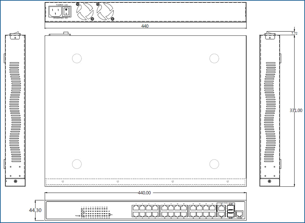 EX26262F V2 - Managed 24-Port Gigabit PoE Ethernet Switch + 2-port 100/1000 SFP Combo