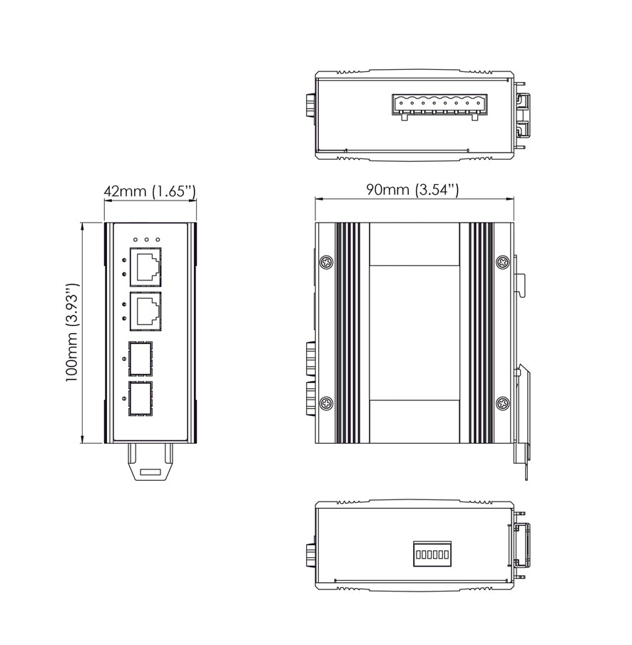 EX41922-T - Hardened Unmanaged 2-port 10/100/1000BASE PoE + 2-port 100/1000 SFP Ethernet Switch