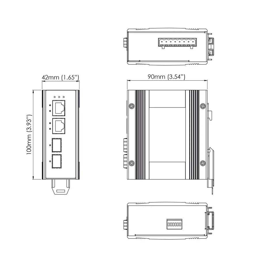 EX41922-T - Hardened Unmanaged 2-port 10/100/1000BASE PoE + 2-port 100/1000 SFP Ethernet Switch etherwanshop
