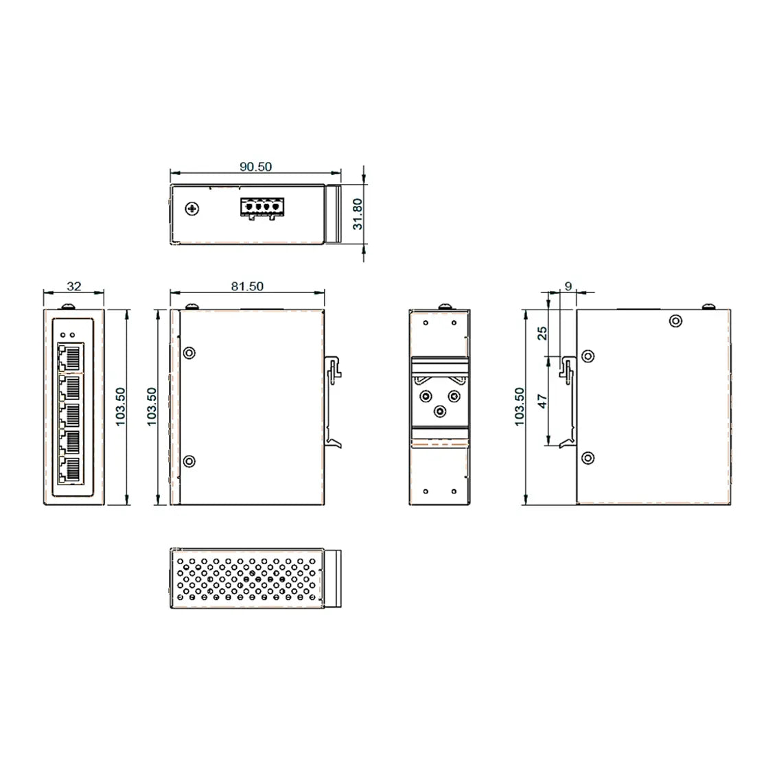 EX41941 - Hardened Unmanaged 4-Port Gigabit PoE & 1-Port Gigabit RJ45 Ethernet Switch etherwanshop