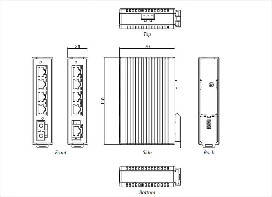 EX42005-00-1-A - 5-port 10/100BASE-TX Industrial Unmanaged Ethernet Switch with 4kV surge protection etherwanshop