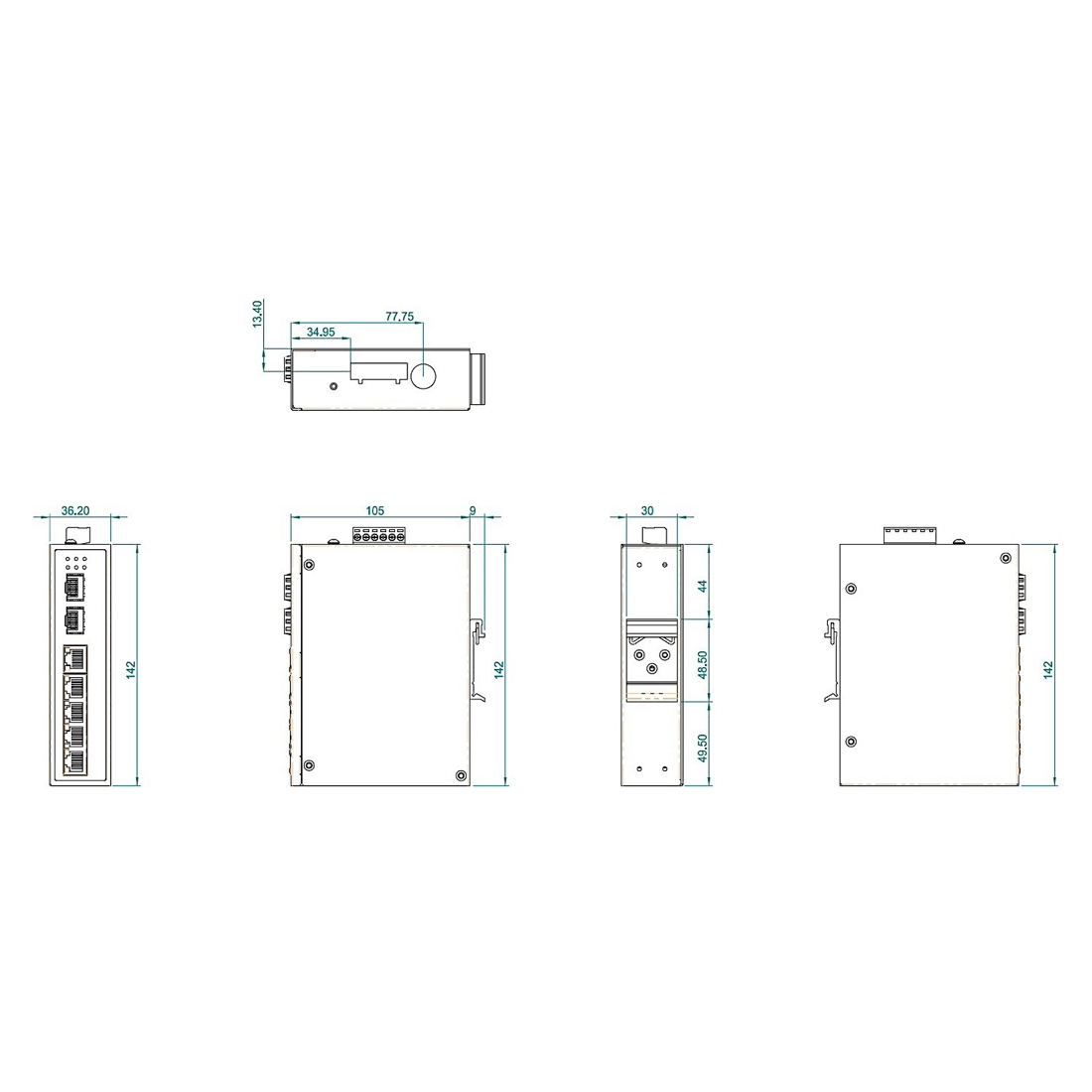 EX42395AT - Hardened Unmanaged 4-Port Gigabit PoE Ethernet Switch & 2-Port Gigabit SFP/RJ45 Combo