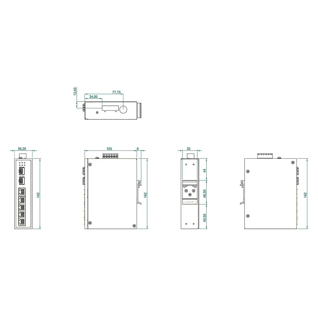 EX42395AT - Hardened Unmanaged 4-Port Gigabit PoE Ethernet Switch & 2-Port Gigabit SFP/RJ45 Combo etherwanshop