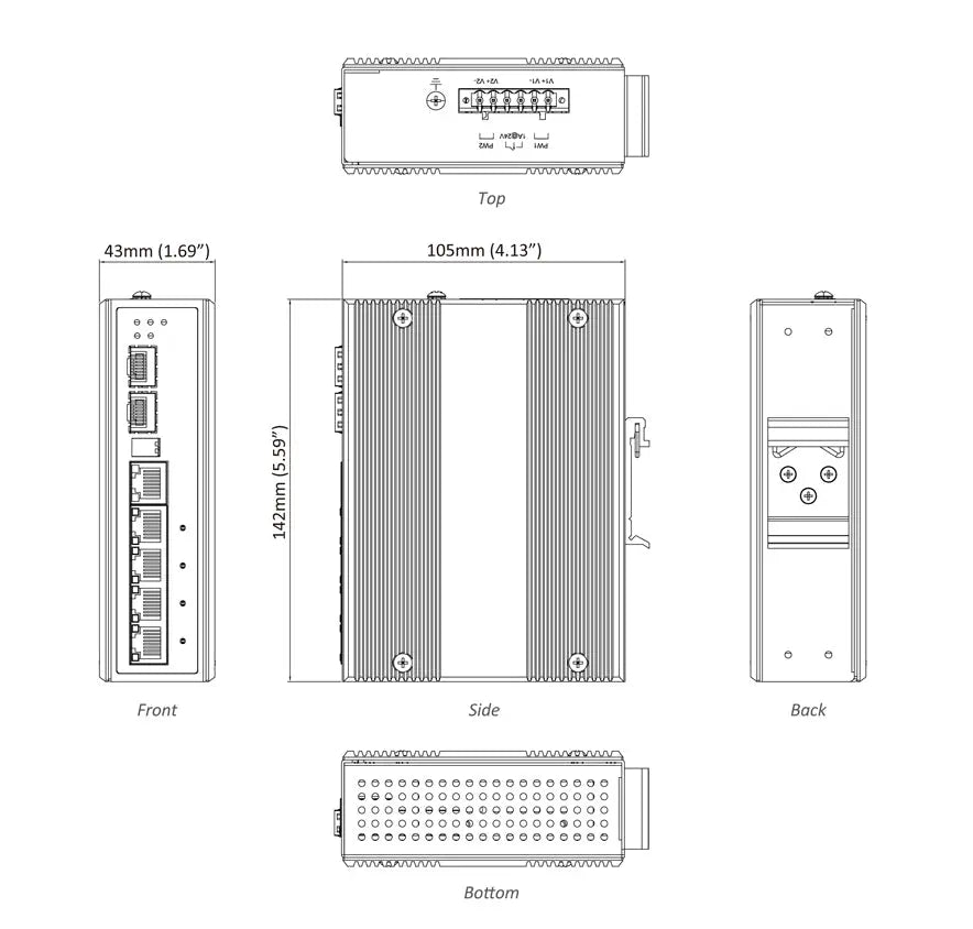 EX42395BT - Hardened Unmanaged 6-Port Gigabit PoE Switch (4-port 10/100/1000BASE-T PoE + 1-port Combo Gigabit TX/SFP + 1-port 100/1000BASE SFP) etherwanshop
