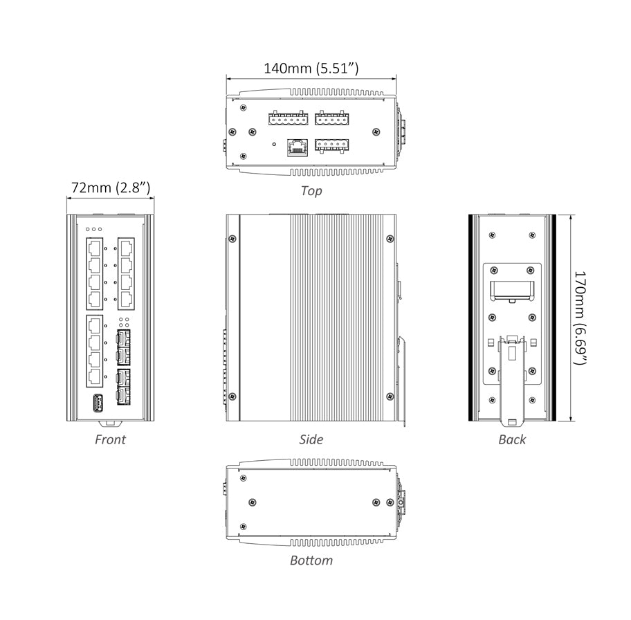 EX73924E-0VB - Hardened Managed 12-Port Gigabit Ethernet Switch (8-Port 10/100/1000BASE-T + 4 Dual-Rate Gigabit SFP Ports)