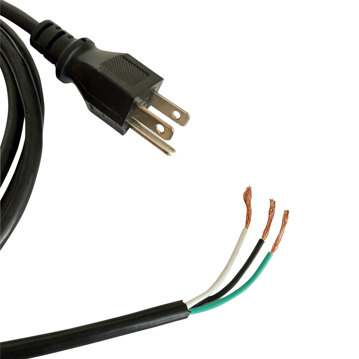 PC-183-72 - Power Cord, 6' 18AWG/3C Unshielded, NEMA 5-15P Plug, ROJ 2" 5/8" Stripped etherwanshop