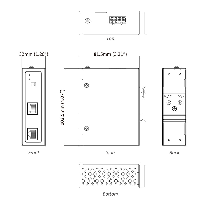 SPL90BT - Hardened Gigabit 90W PoE Splitter (10/100/1000BASE-T, 90W 802.3bt) Power Supply