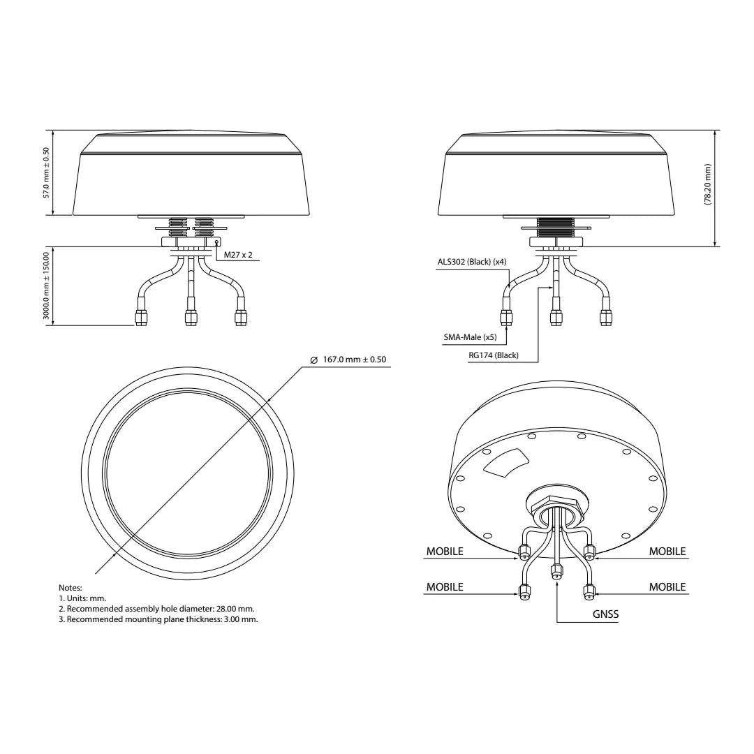 EASYCELL5G-ANT-RTG : Industrial 5G MIMO Roof Mount Antenna with GNSS - etherwanshop