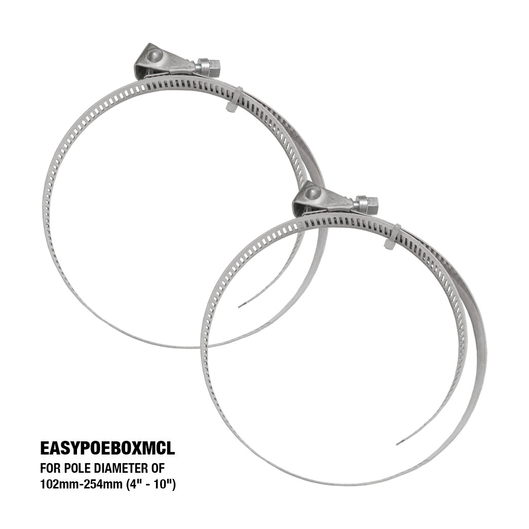 EASYPOEBOXMCL - Mast clamp set, 2 pcs, for pole mounting, compatible with EASYPOE Box series and pole diameter of 102mm-254mm (4" - 10")