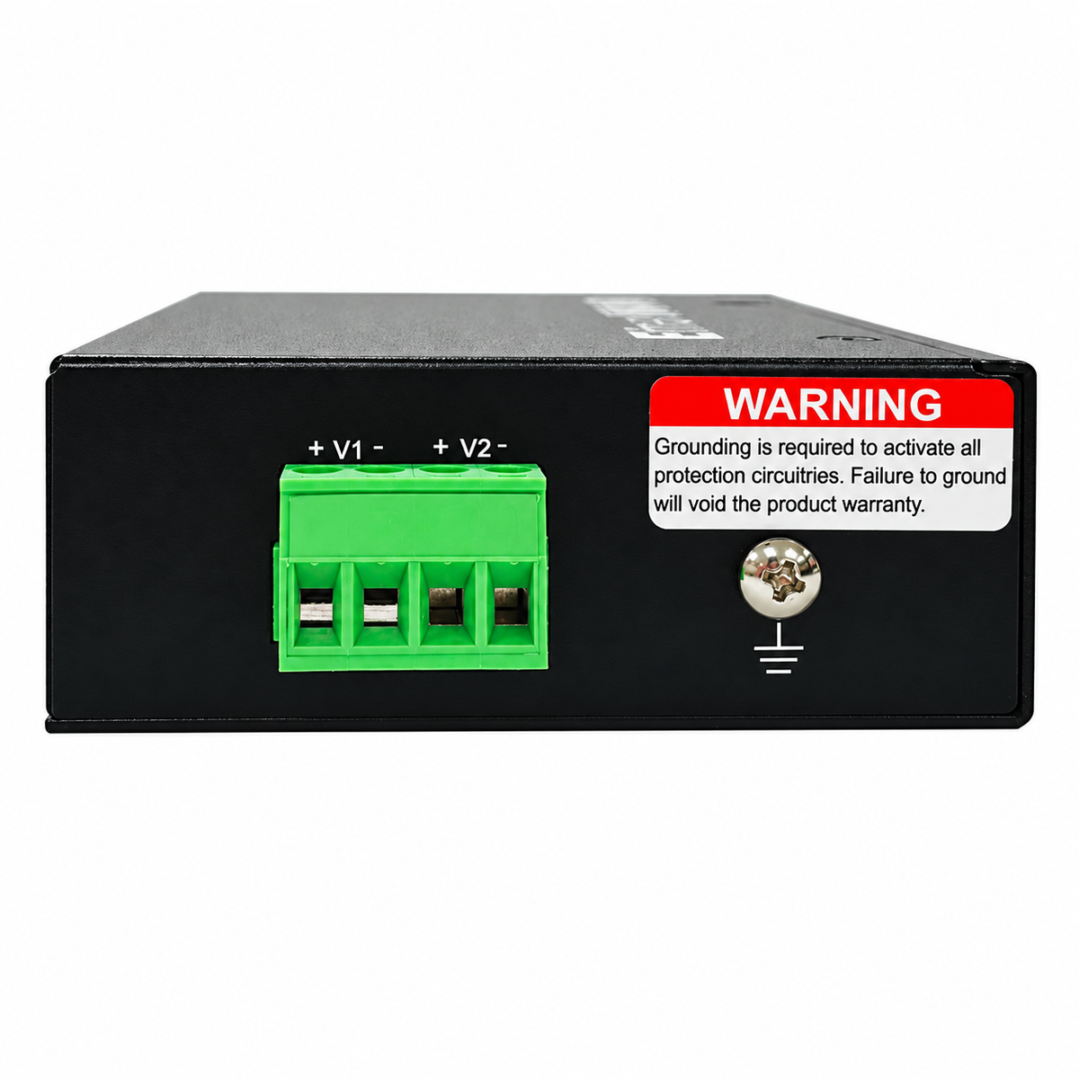 EtherWAN EL2242-BT redundant DC power terminal block, top view.