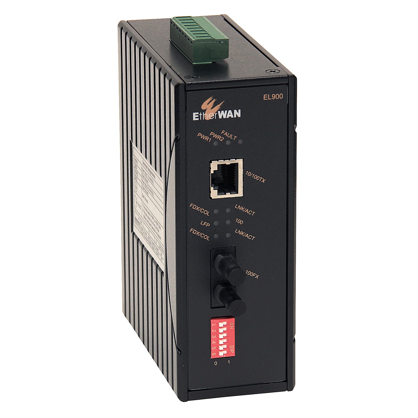 EL900-A-M-1-A - Hardened Media Convertor - 20Km, Single Mode (ST) - 1310nm, 10-48VDC (DC Terminal Block)