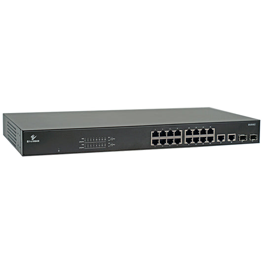 EX19162 - Smart Managed 20-Port Gigabit PoE Ethernet Switch - (16) 10/100/1000BASE-T(X) PoE+ Ports and (4) Gigabit Uplink Ports (2 SFP + 2 RJ45)