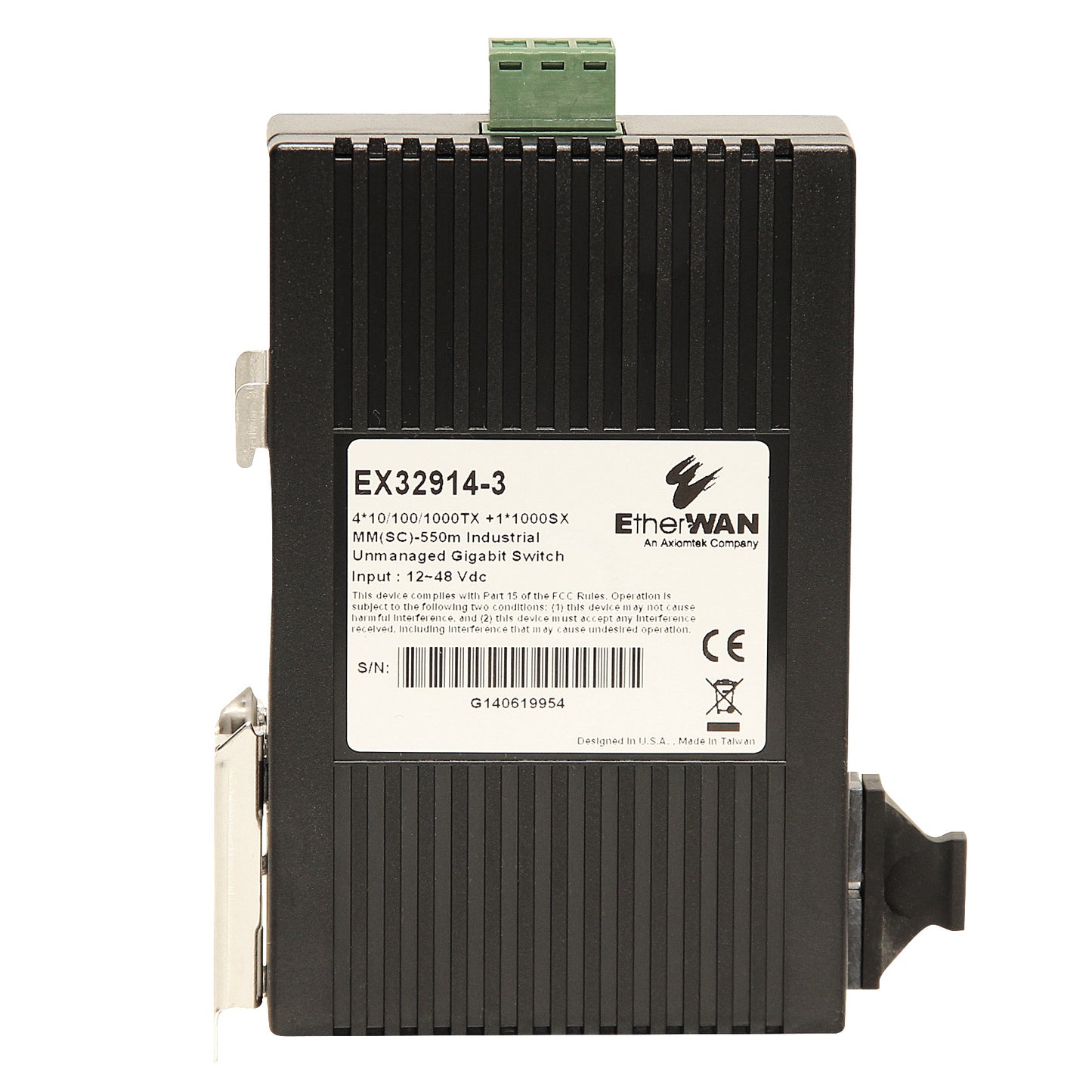 EX32914-3 - Industrial Unmanaged Gigabit Ethernet Switch (4-port 10/100/1000BASE-T +1-port 1000BASE-SX (SC) - 550m