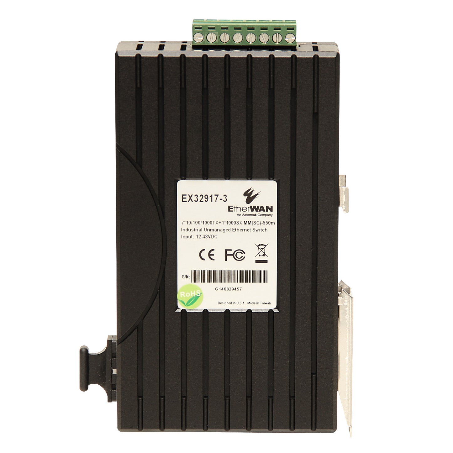 EX32917-3 - Industrial Unmanaged Gigabit Ethernet Switch (7-port 10/100/1000BASE-T +1-port 1000BASE-SX (SC) - 550m