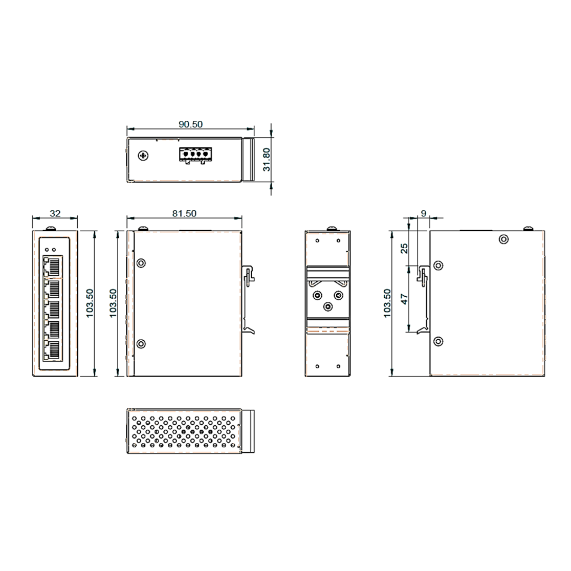 EX41941 - Hardened Unmanaged 4-Port Gigabit PoE & 1-Port Gigabit RJ45 Ethernet Switch