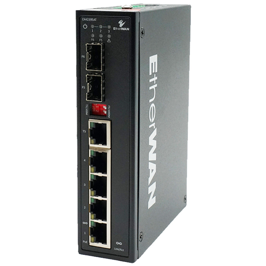 EX42395AT - Hardened Unmanaged 4-Port Gigabit PoE Ethernet Switch & 2-Port Gigabit SFP/RJ45 Combo