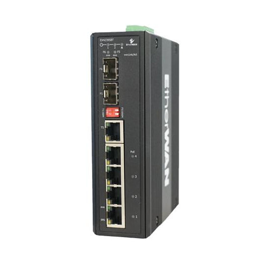 EX42395BT - Hardened Unmanaged 6-Port Gigabit PoE Switch (4-port 10/100/1000BASE-T PoE + 1-port Combo Gigabit TX/SFP + 1-port 100/1000BASE SFP)