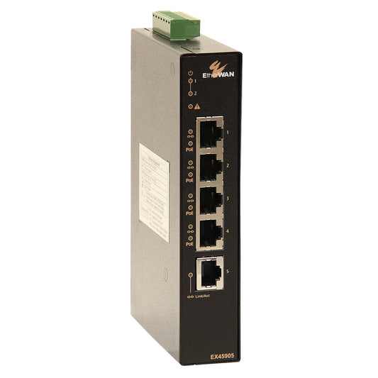 EX45905 - Hardened Unmanaged Gigabit Ethernet Switch 5-port 10/100/1000BASE-T (4 x PoE) Power Over Ethernet