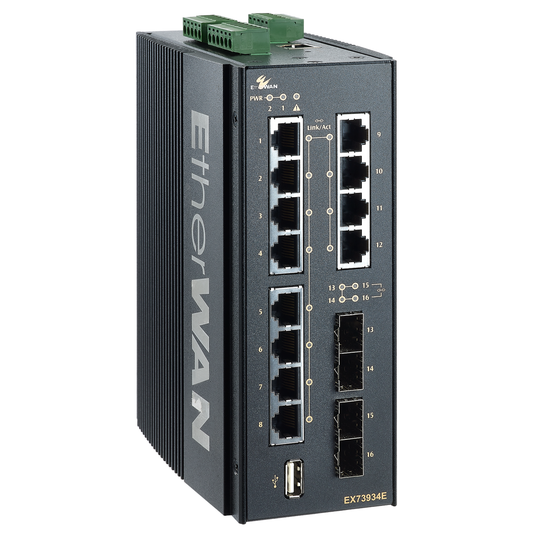 EX73934E-0VB - Hardened Managed 16-Port Gigabit Ethernet Switch (12-Port 10/100/1000BASE-T + 4 Dual-Rate Gigabit SFP Ports)