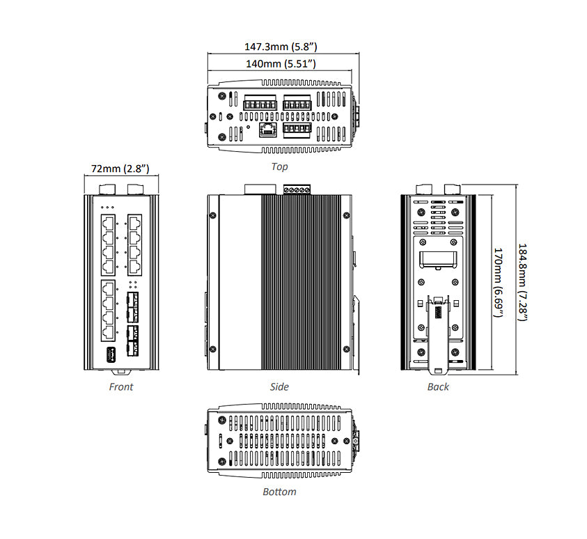 EX73924X-0VB - Hardened Managed Ethernet Switch 12-Port Gigabit (8-Port 10/100/1000BASE-T + 4 1G/10G SFP+ Ports)