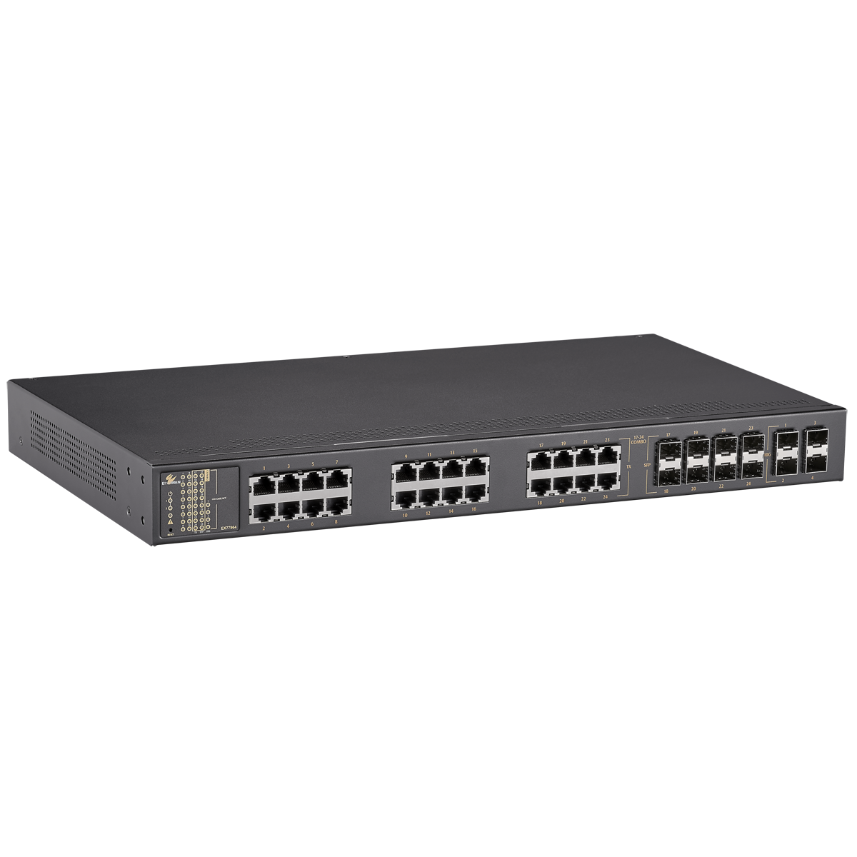 EX77964-8VB - Hardened Managed 24-port Gigabit Ethernet Switch [16-port 10/100/1000BASE-TX + 8-port 100/1000BASE SFP Combo + 4-port 1G/10G SFP+ (12-24VDC)]