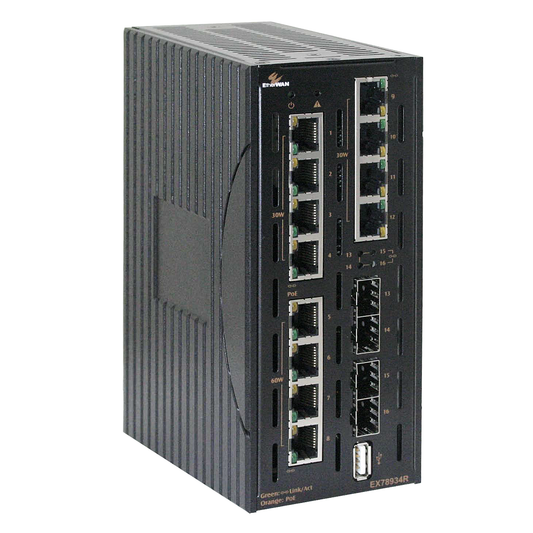EX78934R-0VB - Hardened Managed 16-Port Gigabit PoE Ethernet Switch (12-port 10/100/1000BASE-T(X) PoE + 4-port 100/1000BASE SFP)