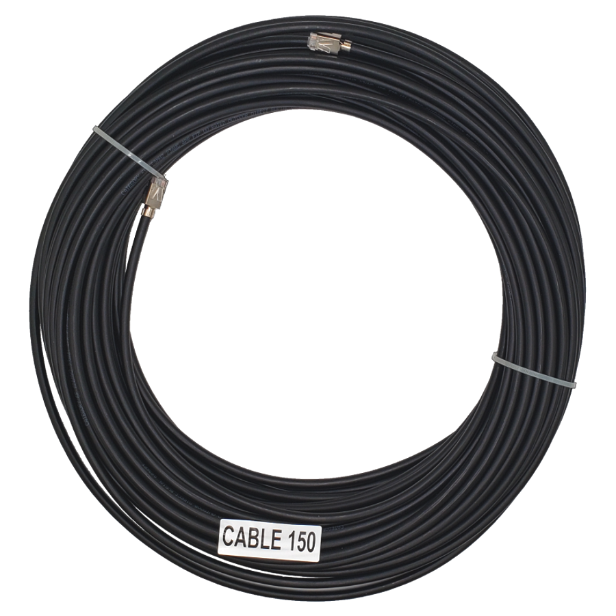 Cable 150 - 150 Ft. Shielded CAT6 Outdoor Standard Patch Cable - RJ45 Plug to Plug 568B Wired, Solid, Black PVC Jacket
