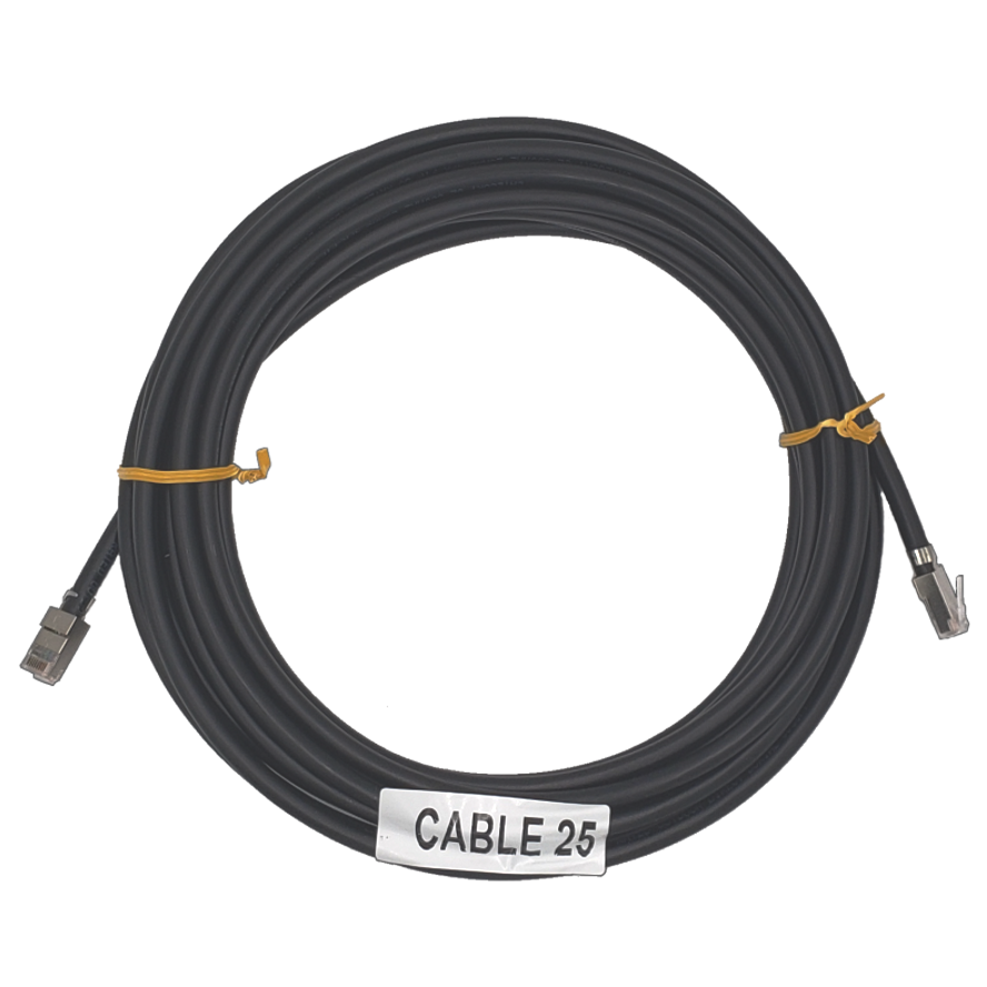 Cable 25 - 25 Ft. Shielded CAT6 Outdoor Standard Patch Cable - RJ45 Plug to Plug 568B Wired, Solid, Black PVC Jacket