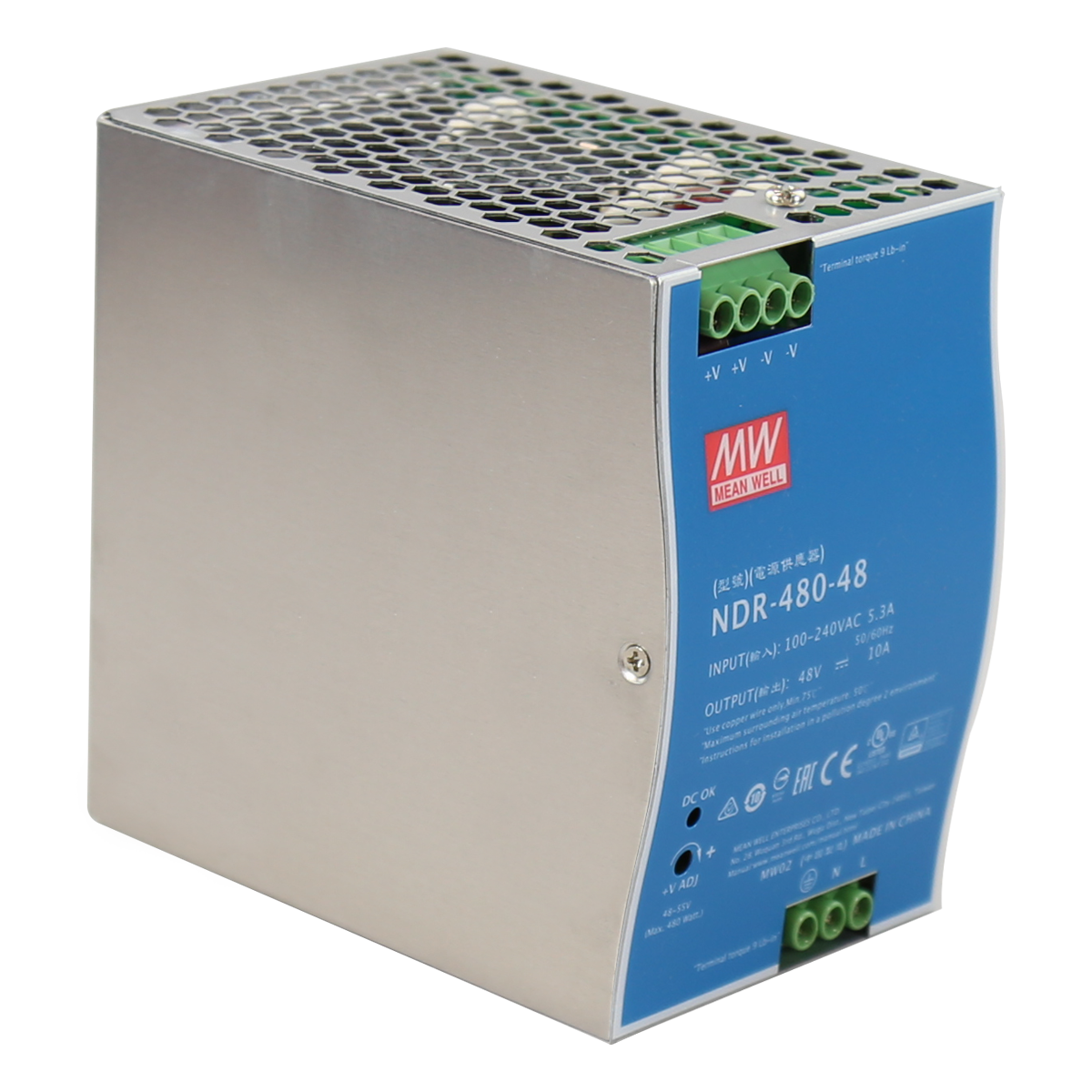 NDR-480-48 - MEAN WELL - Hardened Industrial Power Supply 48V 480W AC/DC 10A AC/DC DIN-Rail