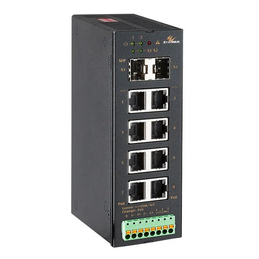 TG103H-0802 : Industrial PoE Switch : 10-port Unmanaged Ethernet SFP - etherwanshop